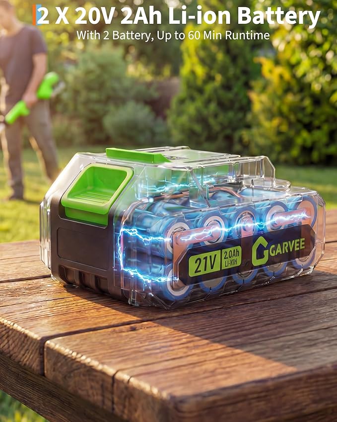 20V Battery Grass Trimmer, with 2.0A Lithium Batteries, 8 Grass Cutting Lines, Electric Lawn Trimmer, Battery Powered Garden Grass Cutting Tool