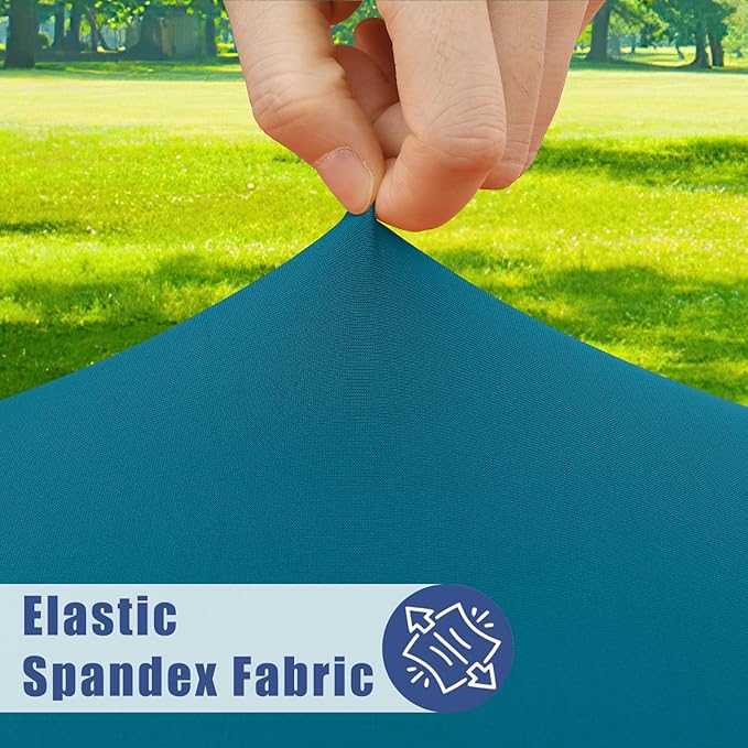 Moosfor Spandex 8 Foot Rectangle Table Cloth 2 Pack, Elastic Fitted Tablecloths for Picnic, Stretch Washable Patio Table Cover for Outdoor, Camping, Banquet and Parties(Peacock Blue, 30"x96")