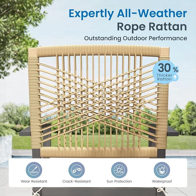 PHI VILLA 9pc Patio Dining Set, 57" Square Table, Wicker Chairs | Outdoor Dining Set for 8, Square Patio Dining Table Set with Patio Wicker Chairs for Garden, Porch, Backyard, Deck