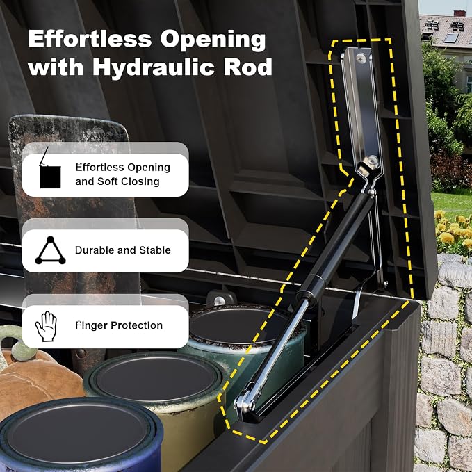 DRATO 180 Gallon Outdoor Storage Box Waterproof, Resin Large Deck Box for Patio Furniture Bench, Pool Garden Tools, Weatherproof Outside Storage Bin for Backyard Porch (Black, 180 Gallon)