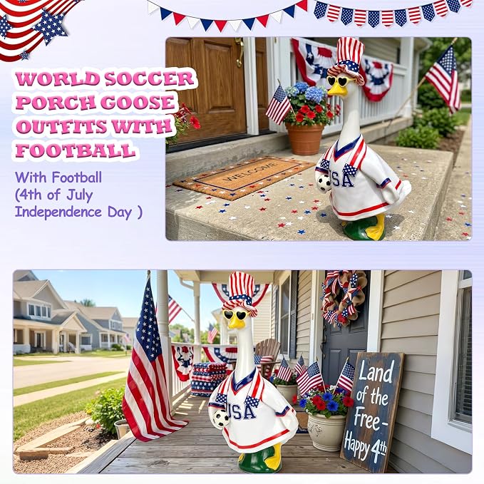 6 Set Holiday porch goose outfits,All Late Year Festive Goose Clothes for World Cup$4th of July,Back to School,Halloween,Thanksgiving ,Christmas,Rainproof,Lawn & Indoor Outdoor,Fits 23 inch(No Goose)
