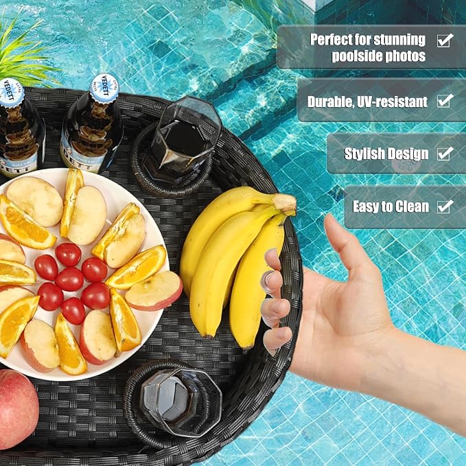 Floating Tray for Pool，Floating Pool Tray, Floating Tray - Floating Pool Table, Ideal for Food & Drinks - Floating Table for Pool - Essential Floating Food Tray for Pool Activities(Oval Small)