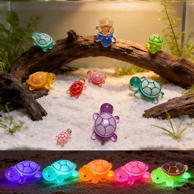 40PCS Mini Resin Turtles, Small Colorful Turtle Figurines Bulk Set | Tiny Resin Animals for Ocean Theme Party Decor, DIY Crafts, Cake Toppers (10 Vibrant Colors)