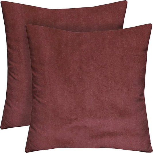 RSH DECOR Indoor/Outdoor All Weather Polyester Fabric, Decorative Accent Pillows for Patio Furniture, Reversible, 24" x 24", Gadsen Raisin - 2 Square Throw Pillows