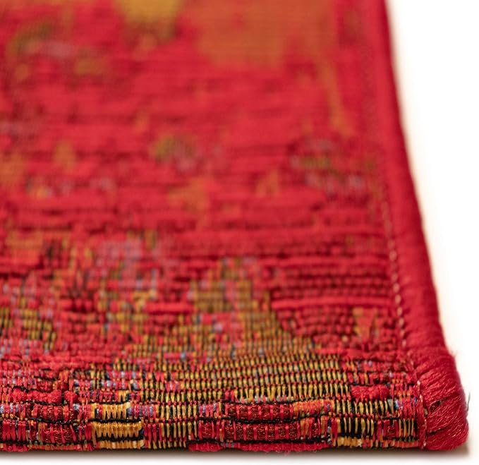 Liora Manne Marina Indoor/Outdoor Power Loomed Synthetic Blend Low Profile Area Rug - Traditional Medallion Casual Colorful (Kermin Saffron) (8'10" x 11'9")