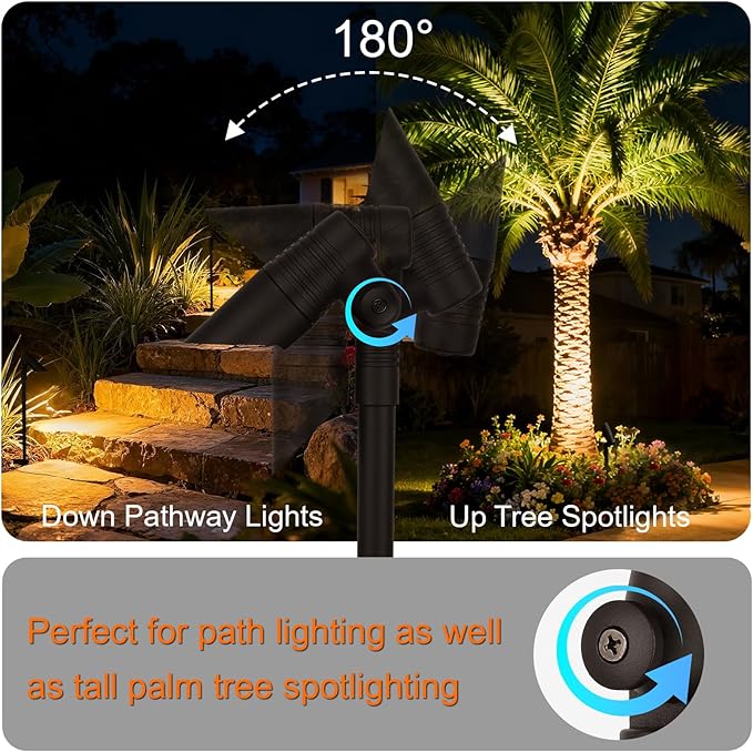 Mini LED Landscape Spotlights, 16'' Tall Pole, 5CCT 5W 12 Volt Wired Low Voltage Bronze Landscape Small Spot Lights for Outdoor Tree Flag House Pathway Driveway, 60° Beam Angle, 6PK