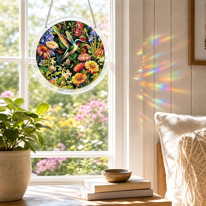 Acrylic Jigsaw Puzzle Suncatcher 7.8'',Stained Glass Suncatcher Home Decor | Butterfly Acrylic Puzzle Suncatcher,DIY Sun Catcher Puzzle Kit,Window Hanging Ornament Art,Home Garden Decor Gift for Mom