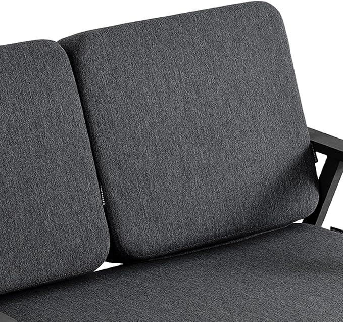 4 Pieces Patio Furniture Sets, Black Wood Outdoor Sectional Furniture with Coffee Table, 4 Seats Patio Sofa Couch Conversation Set for Backyard Deck - Dark Gray