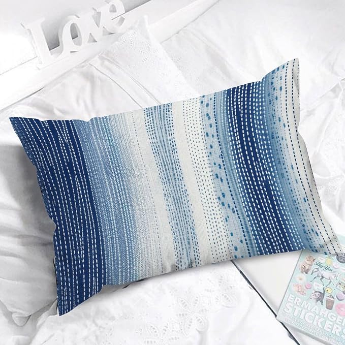 Lumbar Pillow Cases Antelope Aqua Animal Pillowcase Farmhouse White Blue Animal Strip Pillow Cover Accent Outdoor Garden Decoration for for Home Indoor Sofa Couch Decor 16x26in