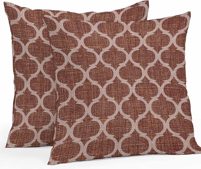 Brown Moroccan Outdoor Pillow Covers 26x26 Inch Throw Pillow Covers Set of 2 Waterproof Decorative Pillow Cases Morocco Abstract Quatrefoil Geometric Cushion Covers for Patio Furniture Garden Couch