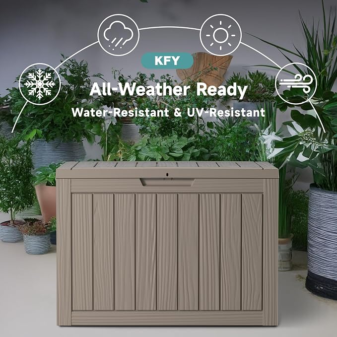 45 Gallon Waterproof Resin Deck Box, UV Resistant Outdoor Storage for Garden, Patio, Porch, Delivery, Grey