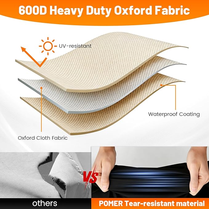 POMER Rectangular Patio Furniture Covers-Outdoor Furniture Covers Waterproof,600D Table and Chairs Cover for All-Weather Protection 90L X 64W X 28H Inch Beige