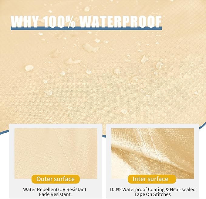 Outdoor Furniture Covers, Rectangular patio table cover, Waterproof for Outdoor patio set cover, Dining table cover, 108" W x 84" D x 31" H Beige & Coffee