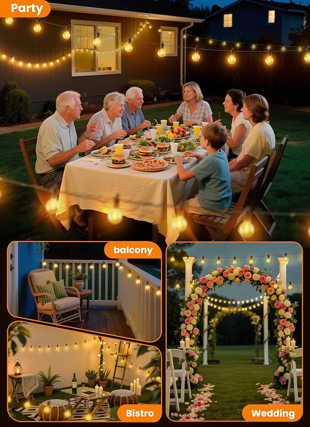 Outdoor String Lights, 159FT 77 LED Bulbs String Lights, IP65 Waterproof Connectable G40 Outside Patio Light for Backyard Porch Balcony Garden Decor Christmas Camping Gazebo