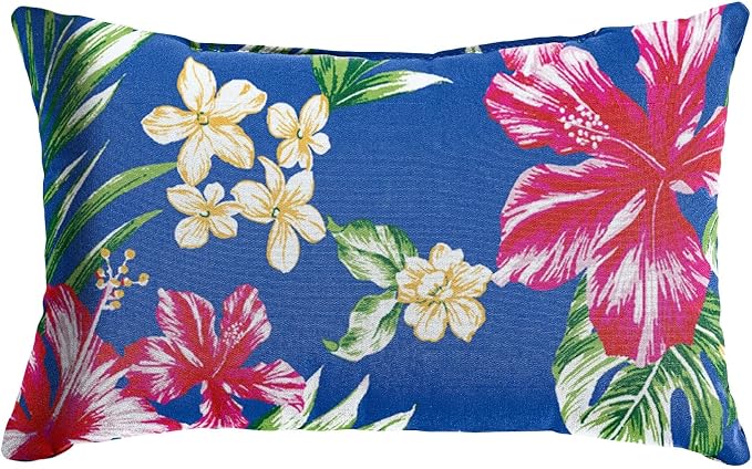 BrylaneHome Bh Outdoor Performance 20" X 13" Lumbar Pillow - Cobalt Tropicana