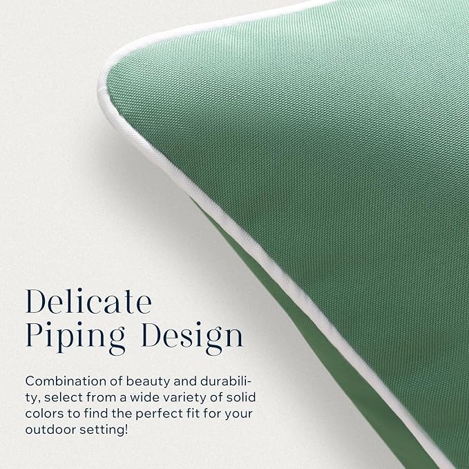 Phantoscope Pack of 2 Outdoor Pillow Covers Waterproof Solid Color Throw Pillow Cover Decorative Cushion Cases Outdoor Accent Pillows Cover for Patio Furniture Porch Couch, 20''x20'', Pine Green