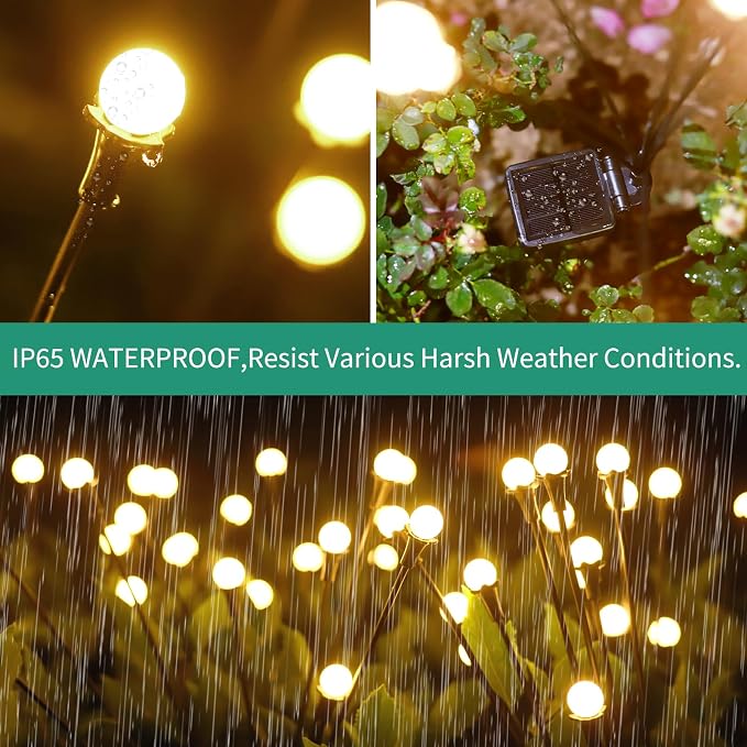 Solar Lights Outdoor Waterproof, 10 Packs 80LED, Solar Garden, Patio, Garden Decor, Patio Decor, Firefly Outdoor, Unique Gifts for Women, Gifts for Grandma