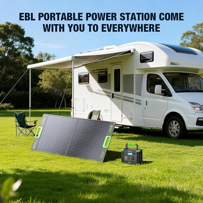 EBL Portable Power Station 288.6Wh 330W Solar Generator Pure Sine Wave AC Output (600W Peak) with 5W Wireless Charger, SOS LED Light & Multi-Port Design for Camping Home Emergency RV CPAP