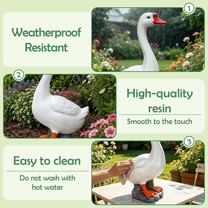 20Inch Resin Porch Goose Statue-Large Porch Goose Statue Decor for Lawn,Yard,Garden.Duck Decor,Indoor and Outdoor-Farmhouse Style Animal Sculpture