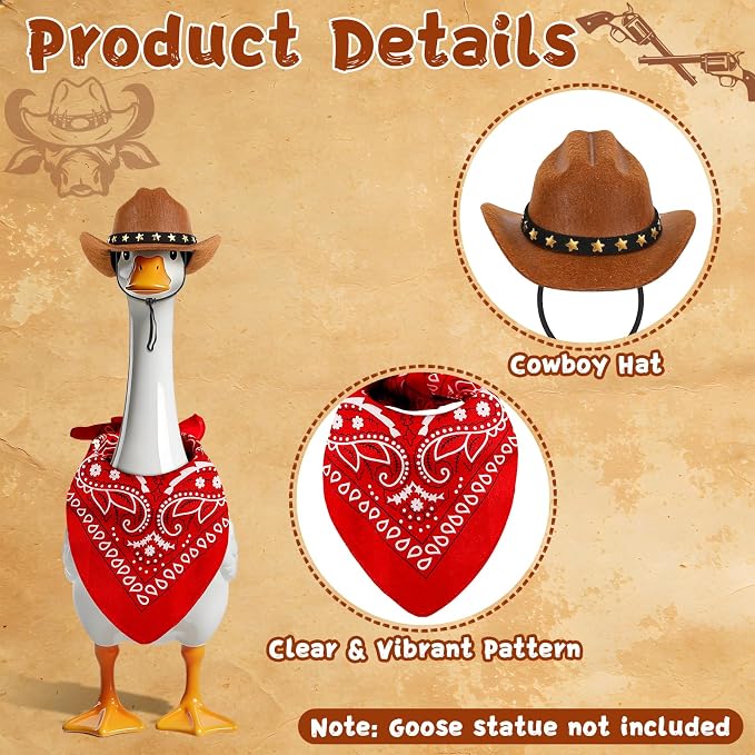 Wanocean Porch Goose Outfits,Yard Outfit Set,Porch Cement Goose Costume Fit 17"- 23" Geese for Outdoor Garden