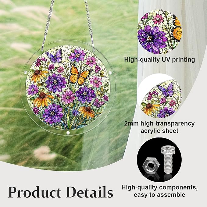 Acrylic Puzzle Suncatcher, Sun Catchers Puzzle for Window Hanging | 8.2 Inch Garden Spirit DIY Suncatcher Puzzle for Adults, Ideal Gifts for Women, Men, Wife, Mom, Home & Garden Decor