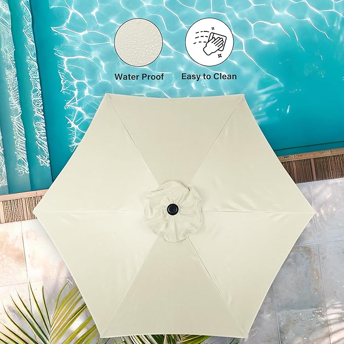 Simple Deluxe 7.5' Patio Umbrella Outdoor Table Market Yard Umbrella with 6 Sturdy Ribs for Backyard, Pool, Garden, Deck, Creamy White