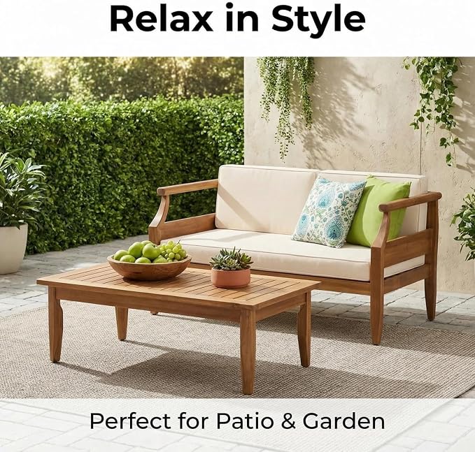 Patio Furniture Set-Single Chair, Outdoor Sectional Furniture with Armrests and Thick Washable Cushions, All-Weather Patio Conversation Set for Backyard, Garden and Poolside, Beige(Series E)