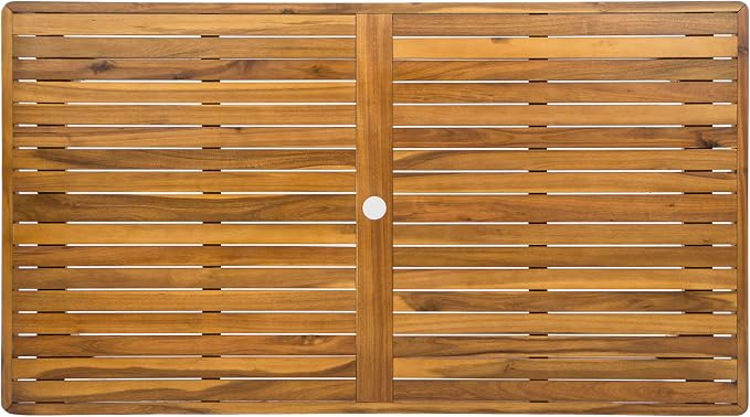 Christopher Knight Home Meja Acacia Wood Outdoor Dining Set for 6, Wooden 7 Piece Patio Dining Table Set, Wooden Outdoor Dining Armchair and Table Set with Cushion, Patio Furniture Set, Teak+Beige