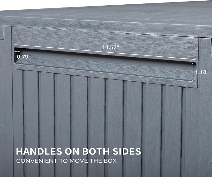 Outdoor Storage Deck Box, 90 Gallon Lockable Plastic Storage Containers with Lid, Patio Deck Box Furniture for Garden, Pool, Balcony, Yard (Gray)