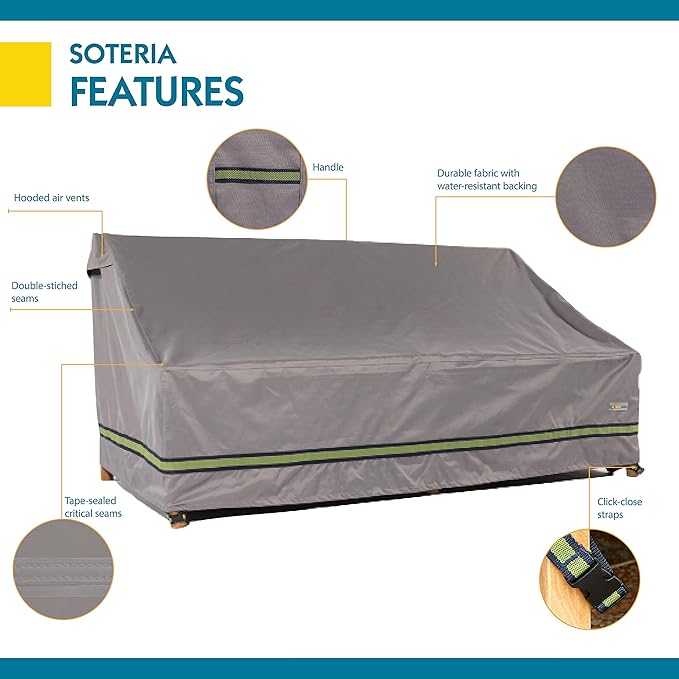 DUCKCOVERS® Soteria Water-Resistant 87 Inch Patio Sofa Cover, Patio Bench Cover