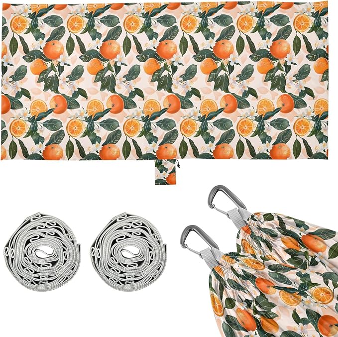 Camping Hammock Outdoor Hammocks for Outside Oranges Flowers Light Pink Beach Trees Portable Lightweight with Pockets Tree Straps Indoor Small