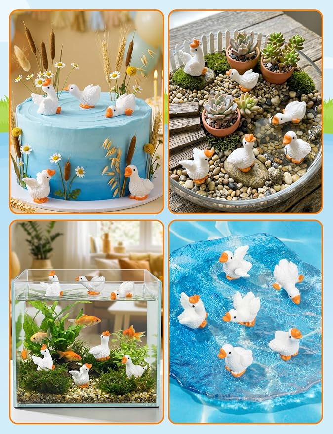 84pcs Mini Resin Goose Tiny Animal Figurine Bulk | Small Desk Goose Decor for Garden Lawn Yard Micro Landscape Aquarium Potted Ornament DIY Craft