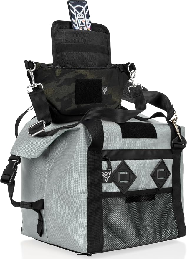 Xtreme Sight Line ~ G CUBƎ 25 + SLING Cross-Body Faraday Bag ~ Protects Against EMP/CME/EMF/RF ~ Diamond Form Faraday Lined Interior ~ Silver Combo