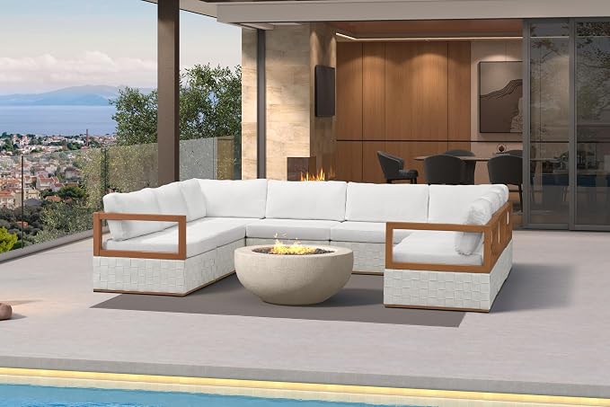 PURPLE LEAF Patio Outdoor Furniture Set 8 Pieces, Premium Leather Outdoor Couch Sectional Sofa, Patio Couch Sets with Olefin Cushions, Patio Conversation for Porch, Balcony, Garden, White