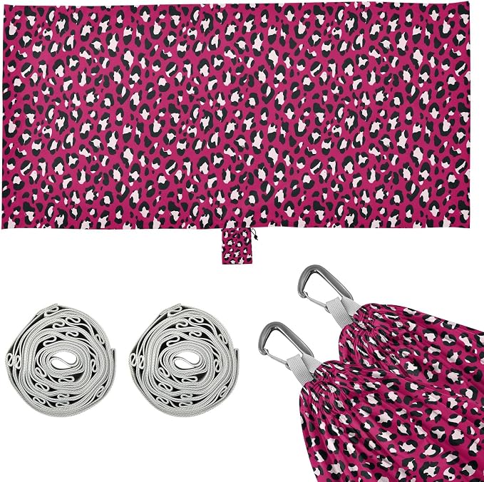 Camping Hammock Outdoor Hammocks for Outside Rose Red Leopard Cheetah Beach Trees Portable Lightweight with Pockets Tree Straps Indoor