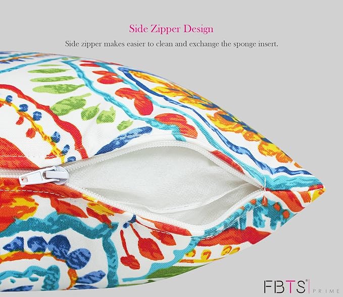 Pack of 2 Outdoor Waterproof Decorative Throw Pillow Covers for Patio Furniture, 18x18 Inch Square Fade Resistant Patio Garden Cushion Covers for Couch Bed Sofa, Paisley Multi