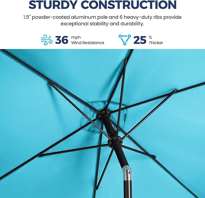 Wisteria Lane 6.5' x 10' Patio Umbrella, Rectangular Patio Umbrella, Metal Pole Square Outdoor Umbrella with Crank and Push Button Tilt, Large Outdoor Umbrella with Polyester Canopy
