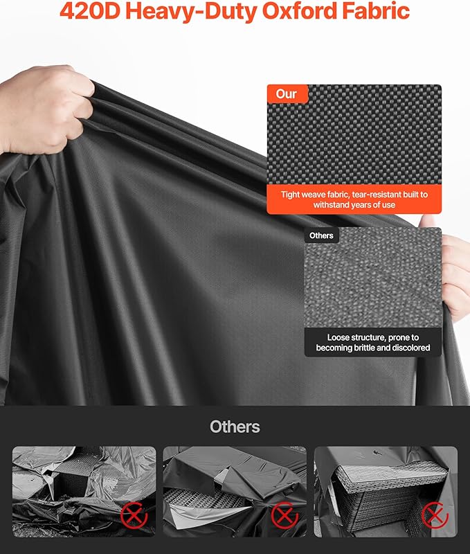 VEVOR Patio Furniture Cover, 420D Heavy Duty Waterproof Outdoor Dining Table and Chairs Cover, Large Rectangular Patio Table Covers with Air Vent for All Weather, 88L x 62W x 28H inch, Black