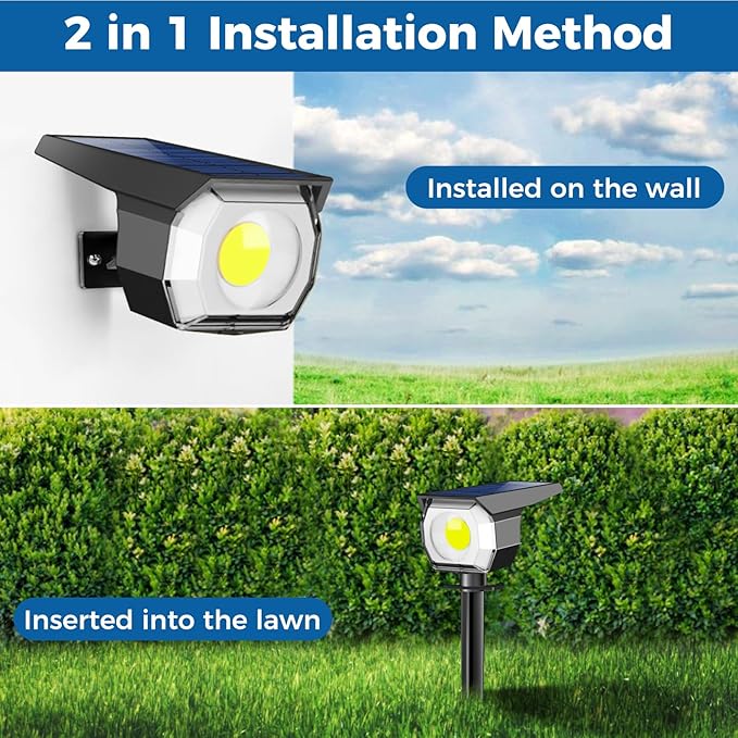 Peasur 8 Pack Solar Lights Outdoor, Spotlights Outdoor Waterproof 3 Modes, 2-in-1 Auto On/Off Solar Spot Landscape Lighting Outside for Tree Plants Yard Garden Pathway