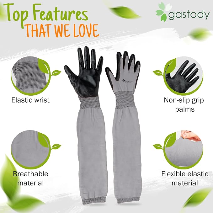 Long Sleeve Gardening Gloves for Women & Men, Long Cuff Garden Gloves | Multipurpose heavy-duty design for outdoor & indoor use; extended cuff shields forearms from thorns, scratches & dirt