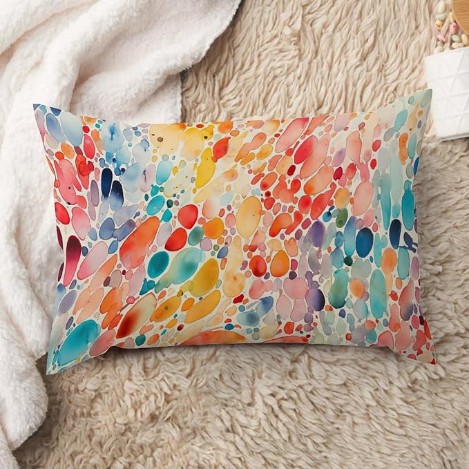 Make It Rain Fiesta Lumbar Pillow Cases Rainbow Colorful Throw Pillow Cover Abstract Square Couch Sofa Cushion Covers for for Couch Sofa Bed Living Room Decor 16x24in
