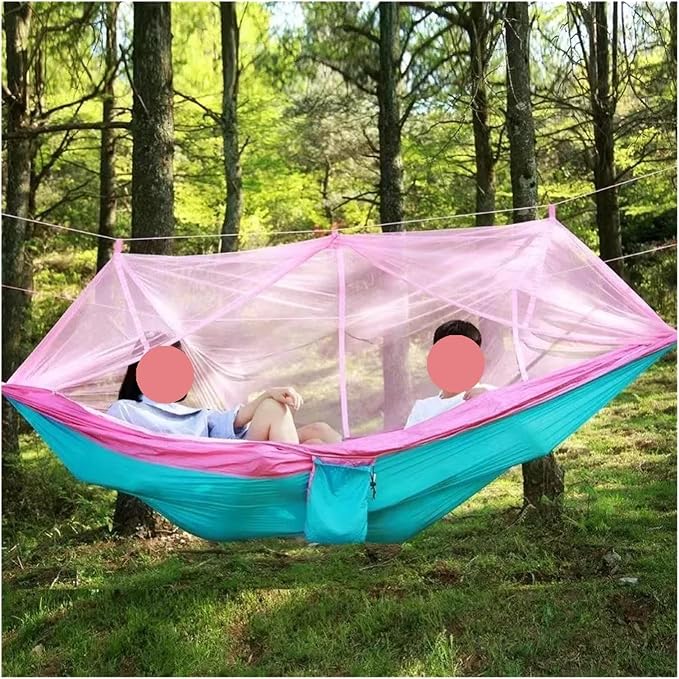 Hammocks, 2Pcs Outdoor Mosquito Net Hammock Camping Mosquito Net Tent Suitable Outdoors,for Outside(Blue Gray)