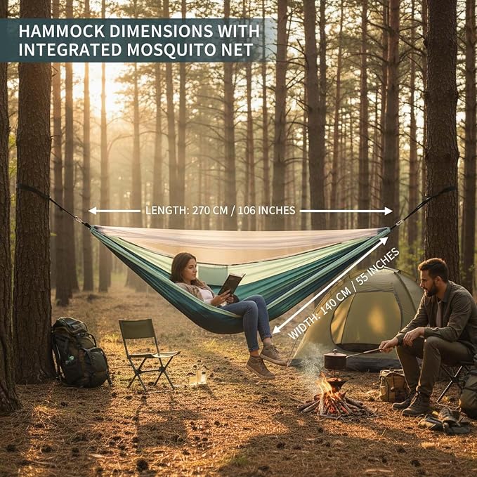 YSUEFIJO Outdoor Portable Hammock for Garden Or Camping, Lightweight Hammock with Strong Fabric, Comfortable Hammock for Relaxation, Easy to Hang Hammock, Perfect for Travel and Patio