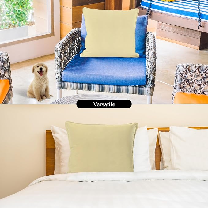 A1 HOME COLLECTIONS A1HC Luxurious Outdoor Waterproof Pillow Covers 18x18 Inches (Pack of 2, Pale Leaf), Throw Pillow Covers for Pool Areas, Garden, Sofa, Chairs, Beds, Tent, Patio