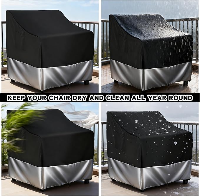 2-Pack Waterproof Patio Chair Covers, All-Weather Patio Chair Covers Waterproof for Home & Commercial Use (35" W*38" D*31" H)
