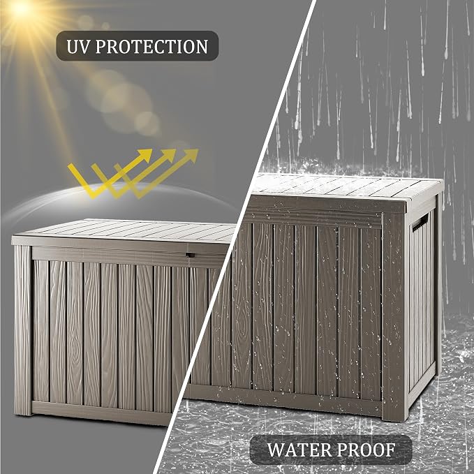 180 Gallon Resin Large Deck Box Organization and Storage Box for Patio, Outdoor Cushions, Garden Tools, Gray
