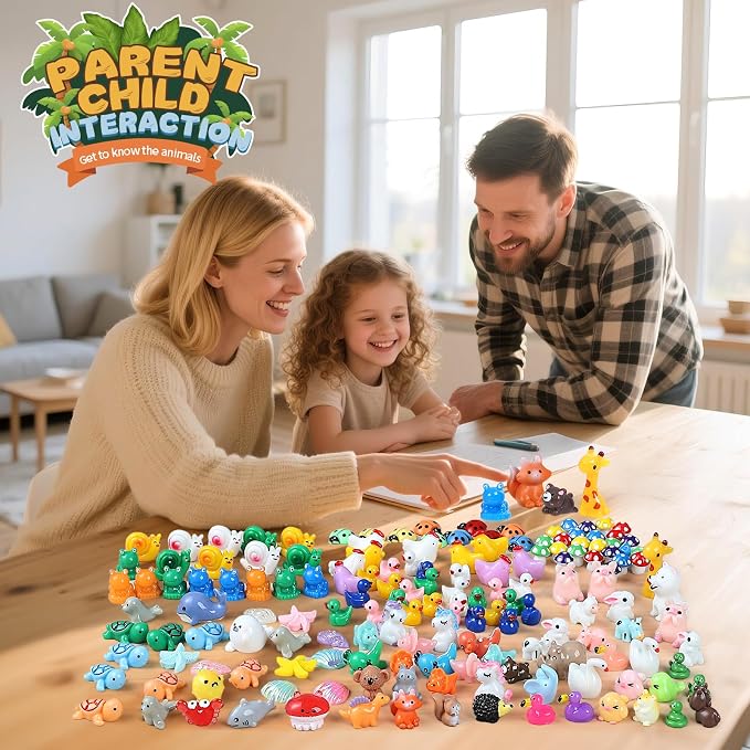 160pcs Mini Resin Animals, Mini Animals Figures to Hide | Tiny resin animal variety pack for dollhouse accessories, aquarium decor, hide games, classroom rewards