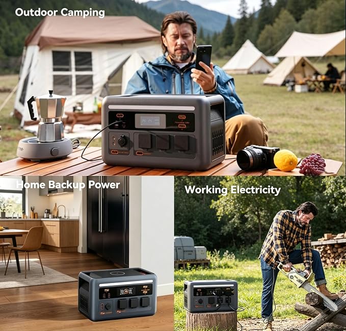 OSCAL Solar Generator PowerMax 1800 SE, 1024Wh LiFePO4 Battery Generator with 3x1800W AC Outlets (3600W Surge), 800W AC Charging & 800W Solar Charging, WI-FI/Bluetooth APP Control Power Station