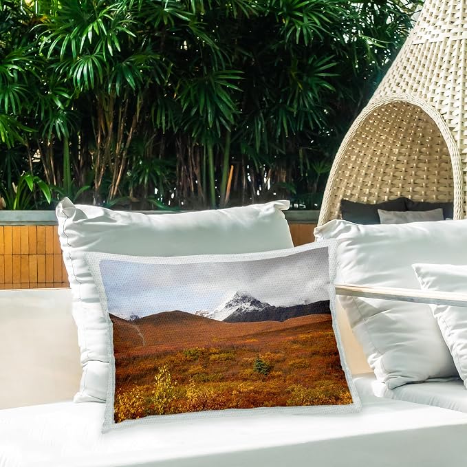 Stupell Industries | Cloudy Distant Mountain Peak, 14 x 20 | Outdoor Pillow, Made in USA - By Daniel Sproul