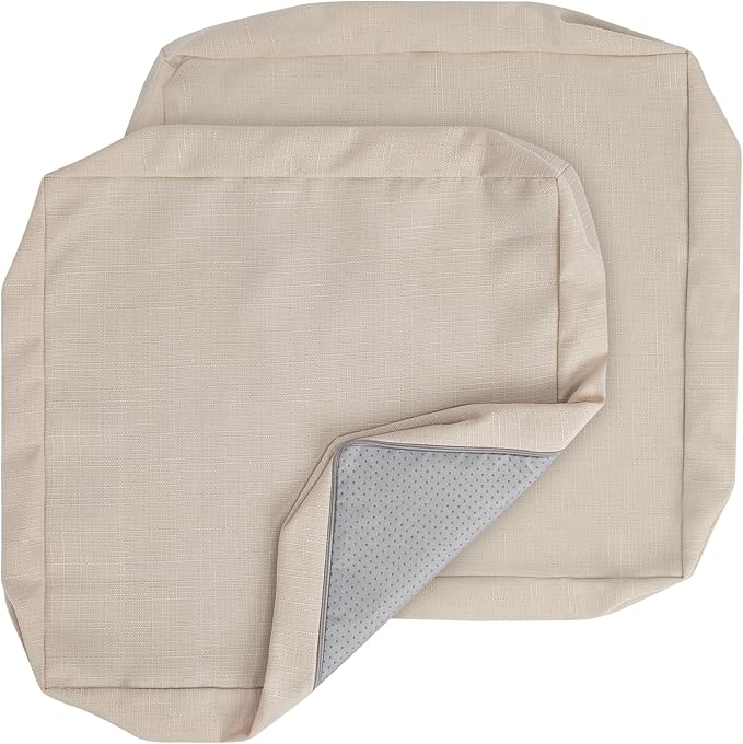 FUNHOME Outdoor Cushion Covers 20 x 20 x 4 inch,Set of 2,Non-Slip Grips Bottom,Replacement Cushion Covers for Garden Patio Furniture Couch Chair,Fade-Resistant Slipcover Only,No Insert(Antique Beige)
